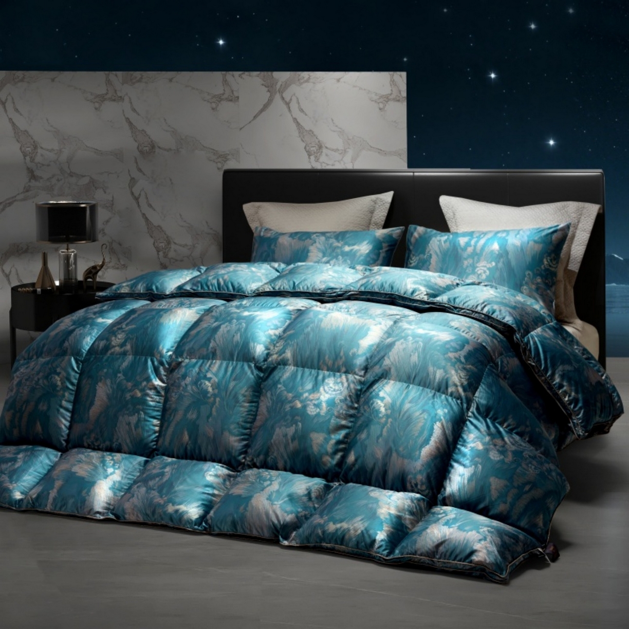 91家纺网 家纺一手货源 找家纺 织梦人羽绒工厂店 2025新款高蓬松羽绒羽毛被大牌同款花型 观沧海金