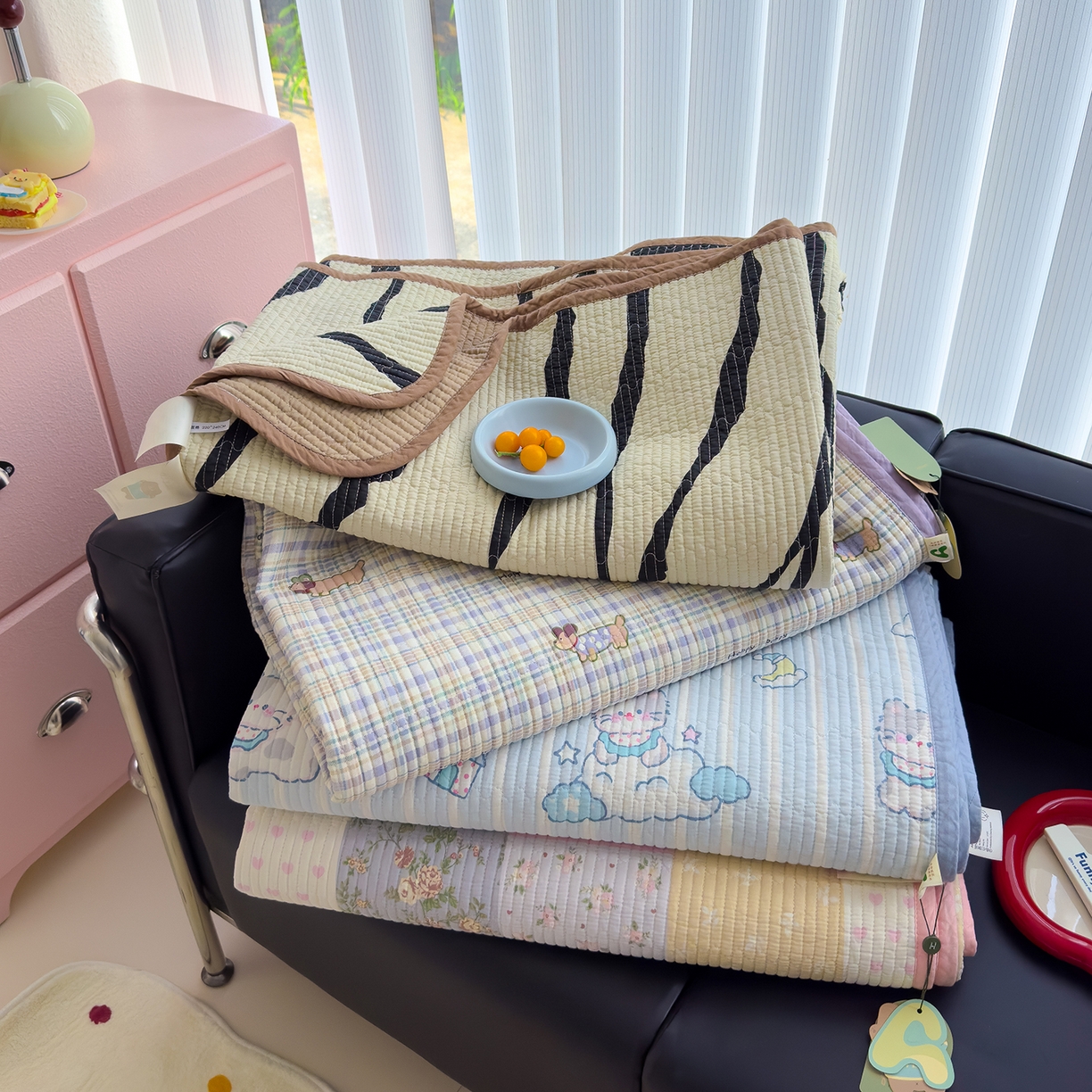 91家纺网 家纺一手货源 找家纺 （总）赫梵茜 2025新款高温砂洗全棉床盖单品床盖床盖单件床盖三件套【填充含可水洗棉花】