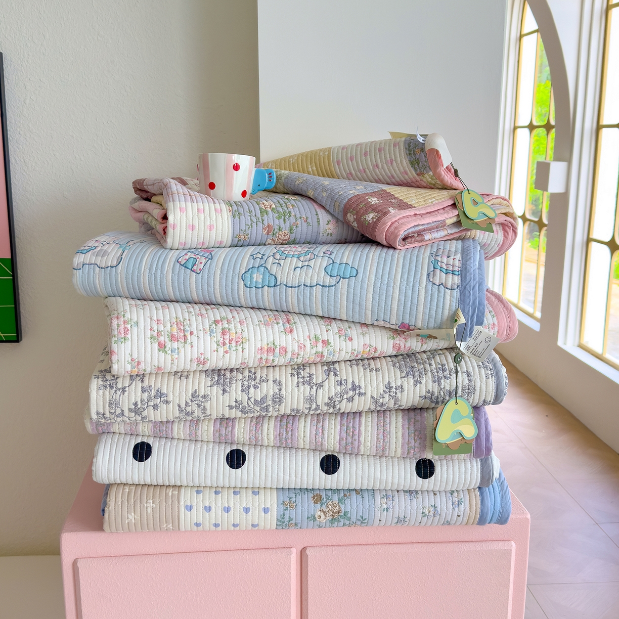 91家纺网 家纺一手货源 找家纺 （总）赫梵茜 2025新款高温砂洗全棉床盖单品床盖床盖单件床盖三件套【填充含可水洗棉花】