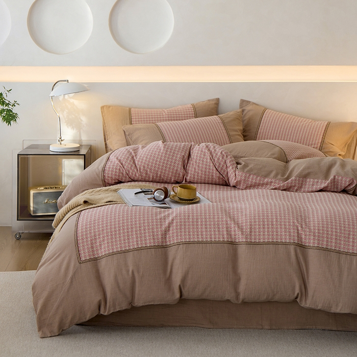 91家纺网 家纺一手货源 找家纺 （总）安莱生活 2025新款全棉纯棉色织磨毛四件套