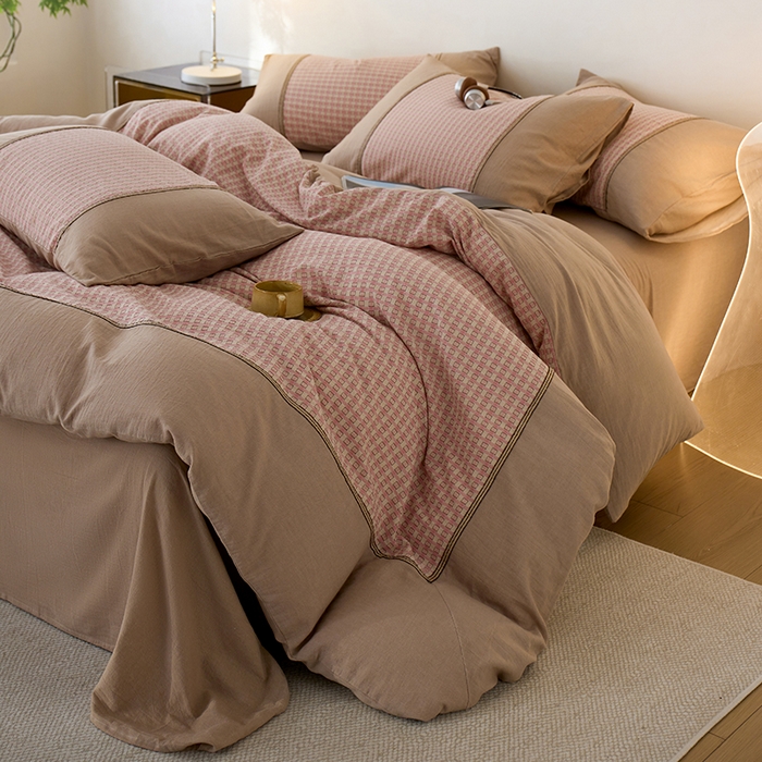 91家纺网 家纺一手货源 找家纺 （总）安莱生活 2025新款全棉纯棉色织磨毛四件套