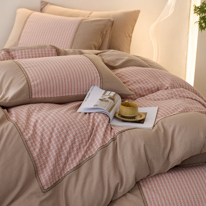 91家纺网 家纺一手货源 找家纺 （总）安莱生活 2025新款全棉纯棉色织磨毛四件套