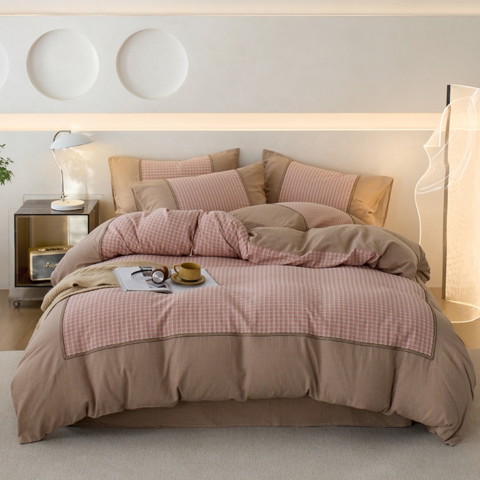 91家纺网 家纺一手货源 找家纺 （总）安莱生活 2025新款全棉纯棉色织磨毛四件套