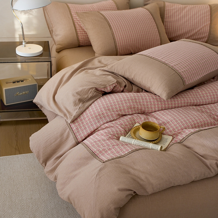 91家纺网 家纺一手货源 找家纺 （总）安莱生活 2025新款全棉纯棉色织磨毛四件套