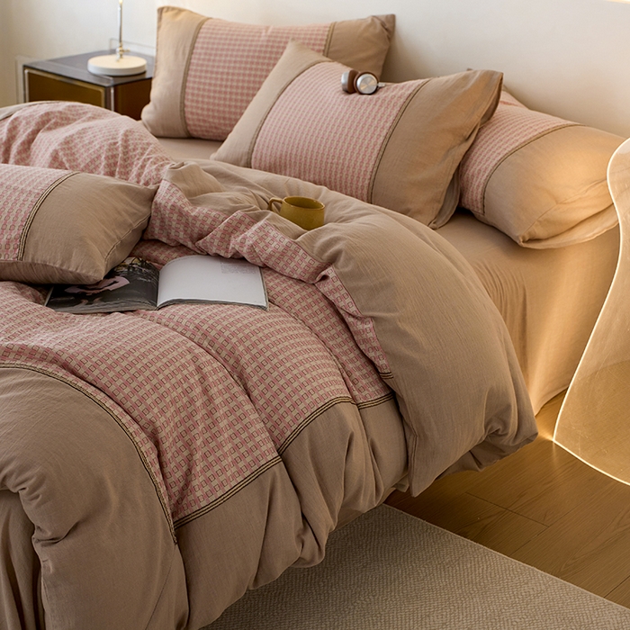 91家纺网 家纺一手货源 找家纺 （总）安莱生活 2025新款全棉纯棉色织磨毛四件套