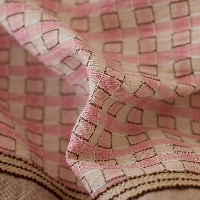 91家纺网 家纺一手货源 找家纺 安莱生活 2025新款全棉纯棉色织磨毛四件套 小格纹-初恩