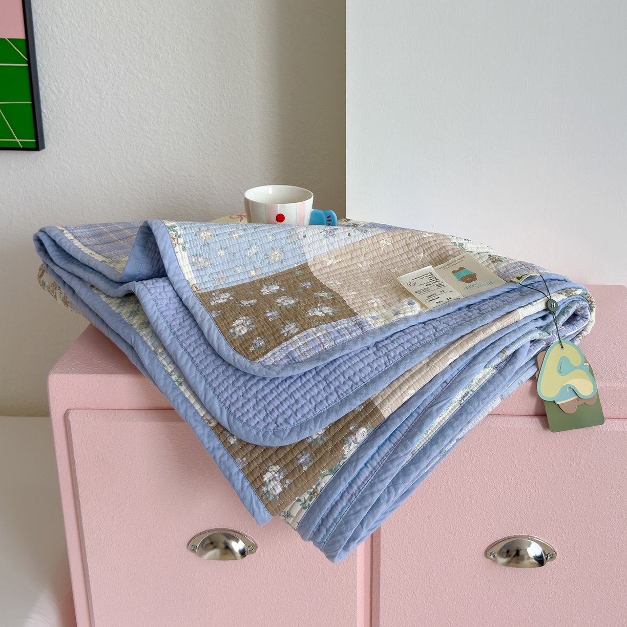 赫梵茜 2025新款高温砂洗全棉床盖单品床盖床盖单件床盖三件套【填充含可水洗棉花】 款款诗意蓝