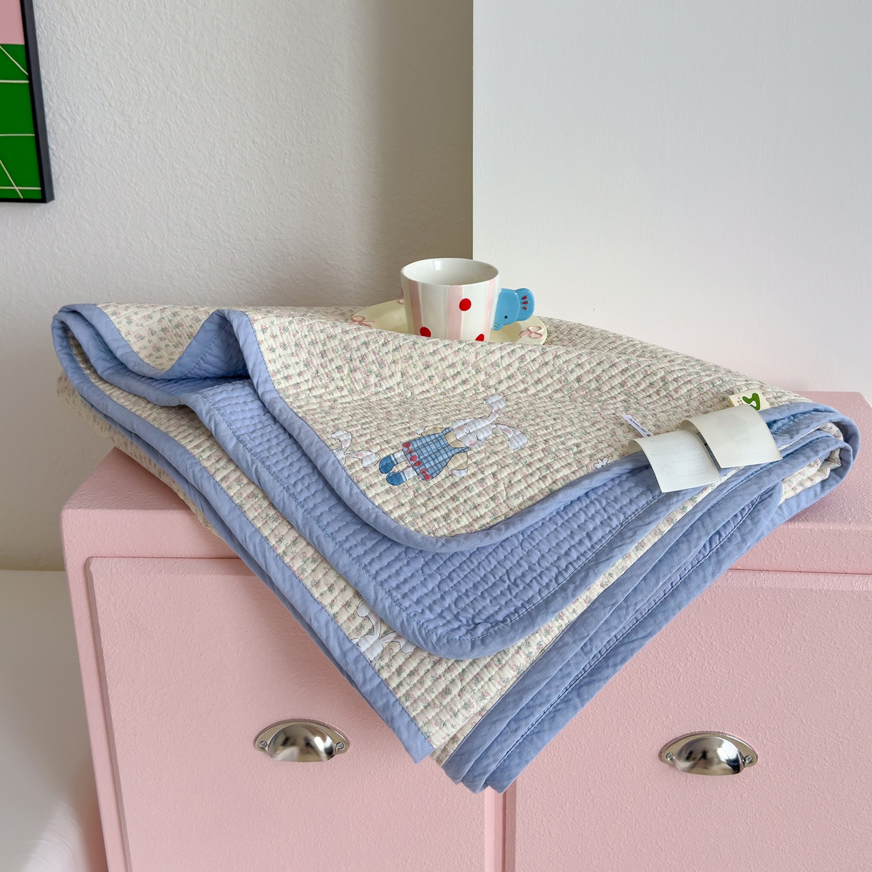 赫梵茜 2025新款高温砂洗全棉床盖单品床盖床盖单件床盖三件套【填充含可水洗棉花】 奶呼兔兔