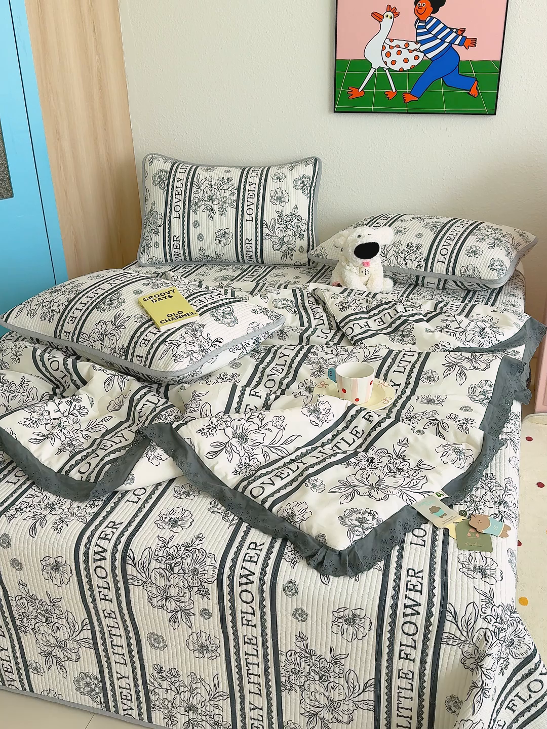 91家纺网 家纺一手货源 找家纺 （总）赫梵茜 2025新款高温砂洗全棉床盖单品床盖床盖单件床盖三件套【可搭配同款春秋被】