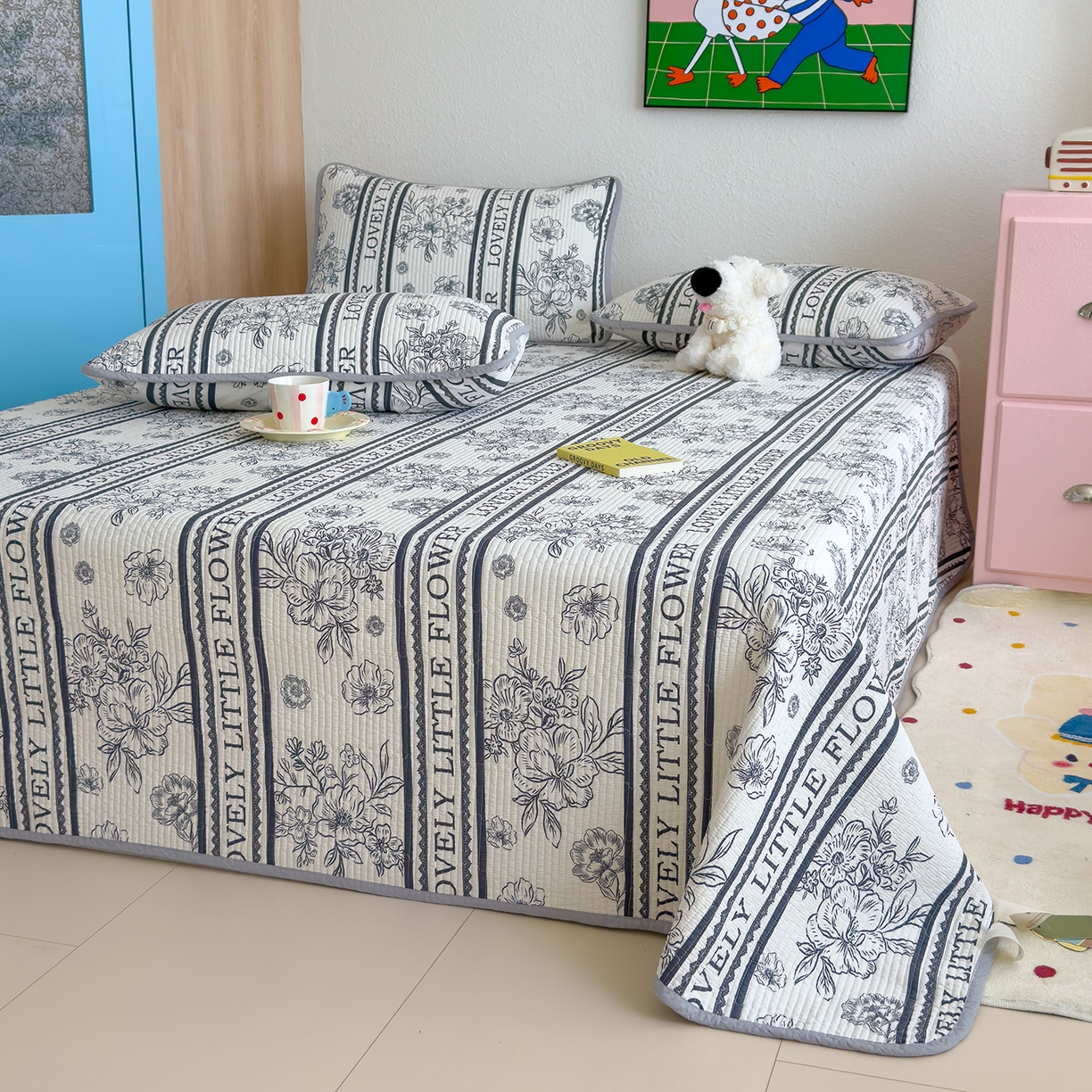 91家纺网 家纺一手货源 找家纺 （总）赫梵茜 2025新款高温砂洗全棉床盖单品床盖床盖单件床盖三件套【可搭配同款春秋被】