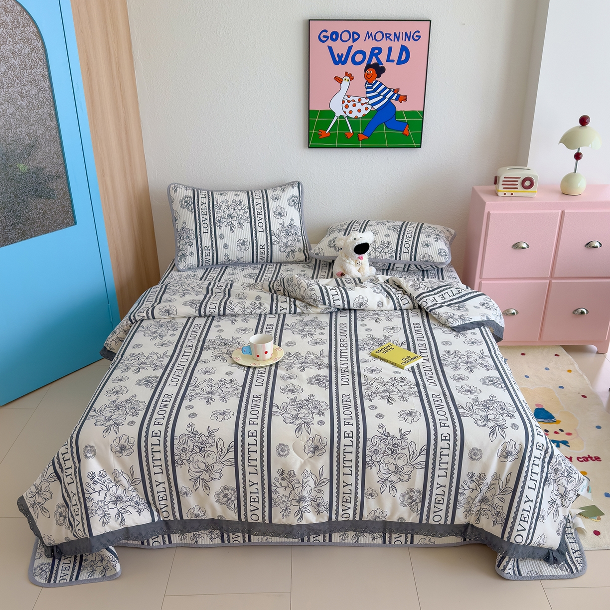 91家纺网 家纺一手货源 找家纺 （总）赫梵茜 2025新款高温砂洗全棉床盖单品床盖床盖单件床盖三件套【可搭配同款春秋被】