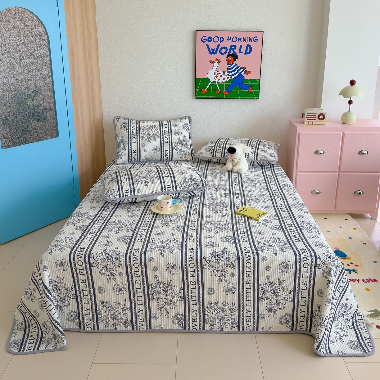 91家纺网 家纺一手货源 找家纺 （总）赫梵茜 2025新款高温砂洗全棉床盖单品床盖床盖单件床盖三件套【可搭配同款春秋被】