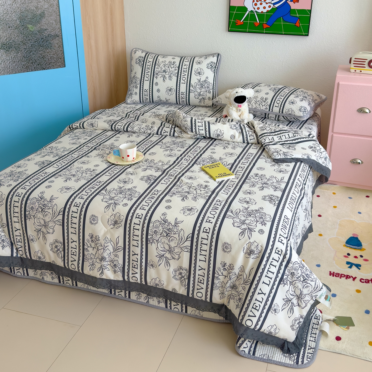 91家纺网 家纺一手货源 找家纺 （总）赫梵茜 2025新款高温砂洗全棉床盖单品床盖床盖单件床盖三件套【可搭配同款春秋被】