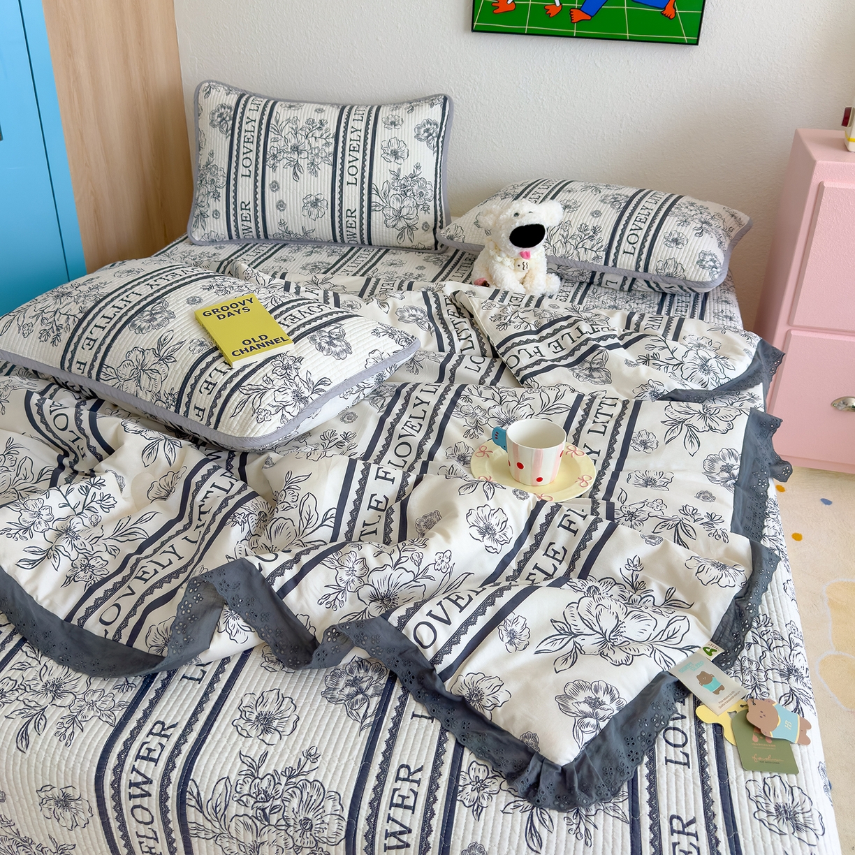 91家纺网 家纺一手货源 找家纺 （总）赫梵茜 2025新款高温砂洗全棉床盖单品床盖床盖单件床盖三件套【可搭配同款春秋被】