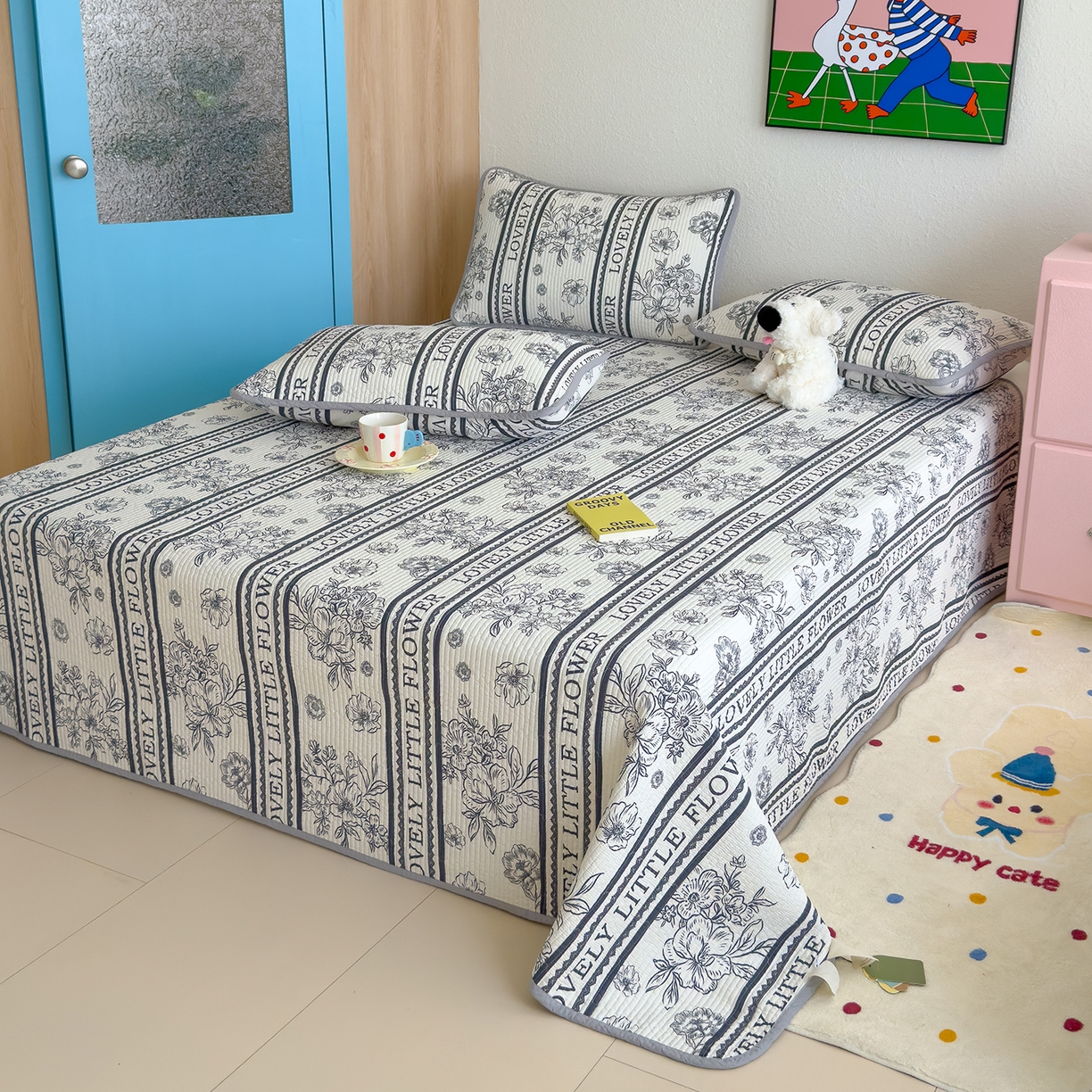 91家纺网 家纺一手货源 找家纺 （总）赫梵茜 2025新款高温砂洗全棉床盖单品床盖床盖单件床盖三件套【可搭配同款春秋被】