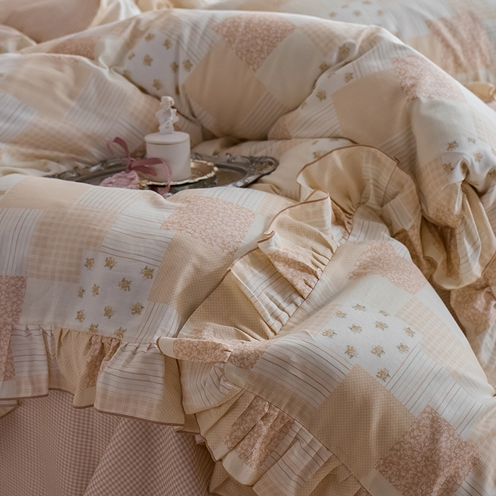 91家纺网 家纺一手货源 找家纺 （总）安莱生活 2025新款全棉纯棉双层纱花边款四件套