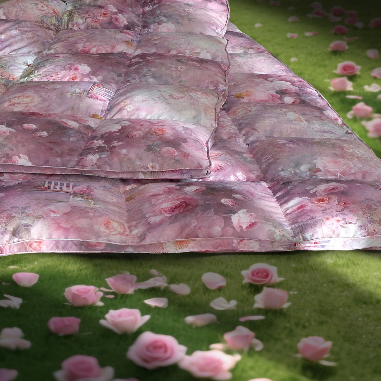 91家纺网 家纺一手货源 找家纺 织梦人羽绒工厂店 2025新款高蓬松羽绒羽毛被大牌同款花型 莫奈花园新