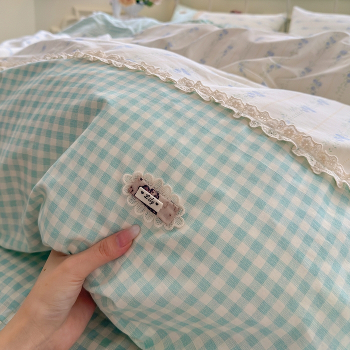 91家纺网 家纺一手货源 找家纺 （总）安莱生活 2025新款全棉纯棉小碎花刺绣花边款四件套