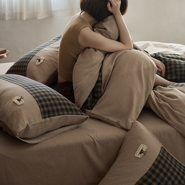 91家纺网 家纺一手货源 找家纺 （总）安莱生活 2025新款全棉纯棉色织磨毛简逸格调四件套