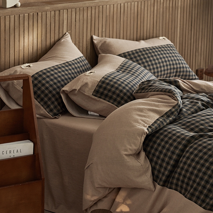 91家纺网 家纺一手货源 找家纺 （总）安莱生活 2025新款全棉纯棉色织磨毛简逸格调四件套