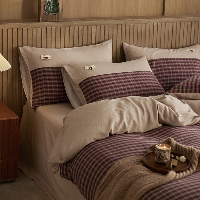 91家纺网 家纺一手货源 找家纺 （总）安莱生活 2025新款全棉纯棉色织磨毛简逸格调四件套