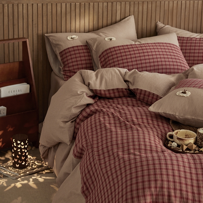 91家纺网 家纺一手货源 找家纺 （总）安莱生活 2025新款全棉纯棉色织磨毛简逸格调四件套