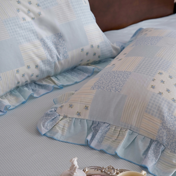 91家纺网 家纺一手货源 找家纺 安莱生活 2025新款全棉纯棉双层纱花边款四件套 绮之梦