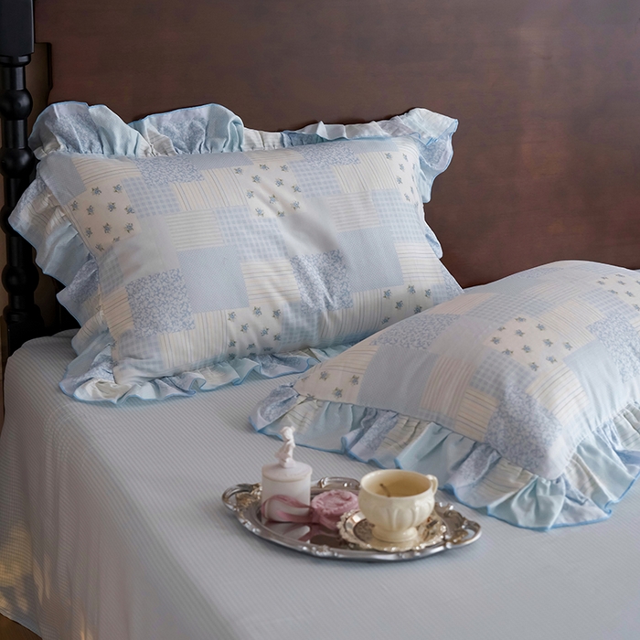 91家纺网 家纺一手货源 找家纺 安莱生活 2025新款全棉纯棉双层纱花边款四件套 绮之梦