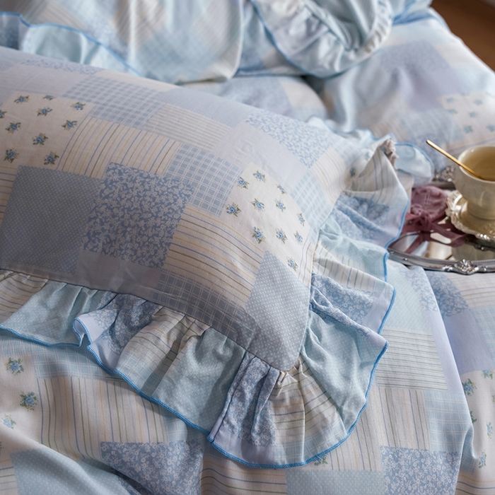 91家纺网 家纺一手货源 找家纺 安莱生活 2025新款全棉纯棉双层纱花边款四件套 绮之梦