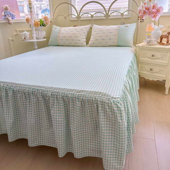 91家纺网 家纺一手货源 找家纺 安莱生活 2025新款全棉纯棉小碎花刺绣花边款四件套 花趣格