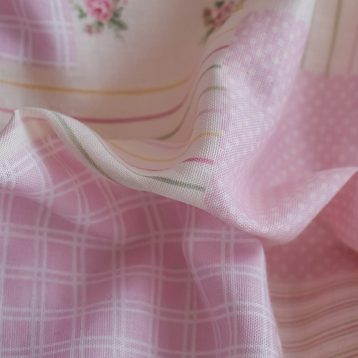 91家纺网 家纺一手货源 找家纺 安莱生活 2025新款全棉纯棉双层纱花边款四件套 雾中花