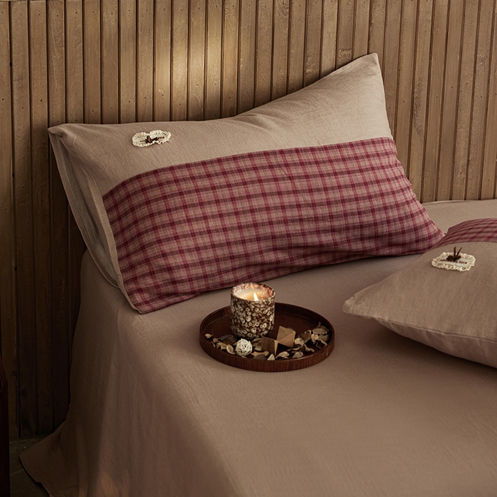 91家纺网 家纺一手货源 找家纺 安莱生活 2025新款全棉纯棉色织磨毛简逸格调四件套 恬梦格