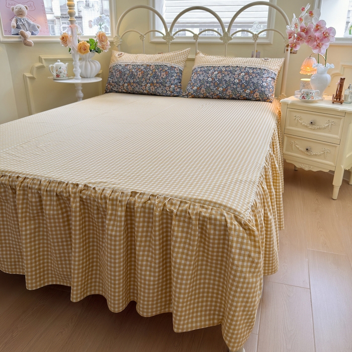 91家纺网 家纺一手货源 找家纺 安莱生活 2025新款全棉纯棉小碎花刺绣花边款四件套 静时光