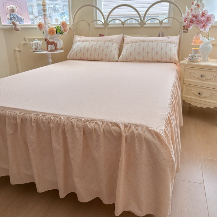 91家纺网 家纺一手货源 找家纺 安莱生活 2025新款全棉纯棉小碎花刺绣花边款四件套 小花絮