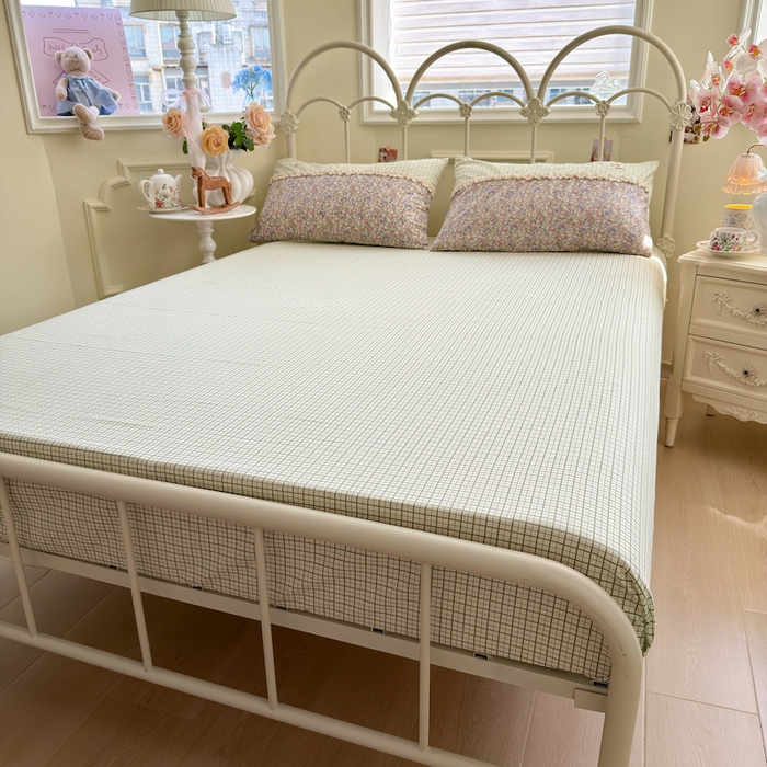 91家纺网 家纺一手货源 找家纺 安莱生活 2025新款全棉纯棉小碎花刺绣花边款四件套 小确幸