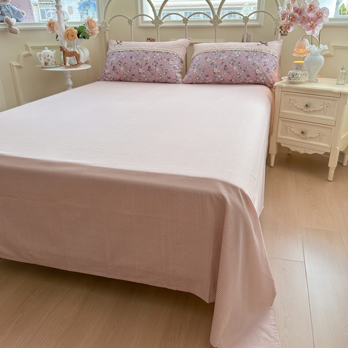 91家纺网 家纺一手货源 找家纺 安莱生活 2025新款全棉纯棉小碎花刺绣花边款四件套 紫萝梦