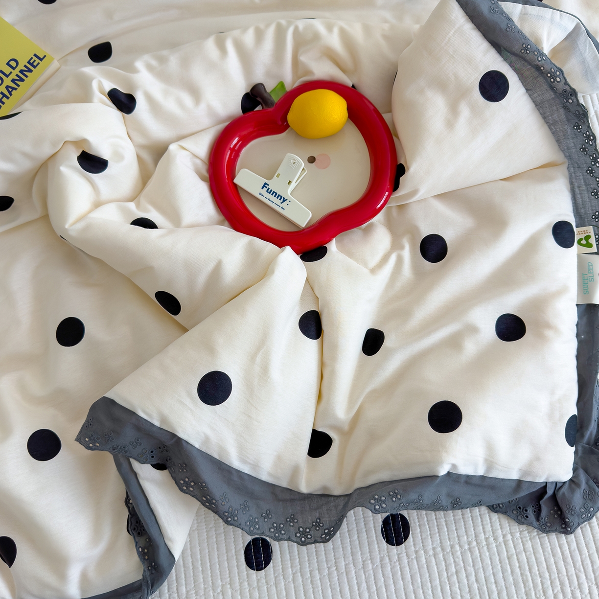 91家纺网 家纺一手货源 找家纺 赫梵茜 2025新款高温砂洗全棉床盖单品床盖床盖单件床盖三件套【可搭配同款春秋被】 奶油波点