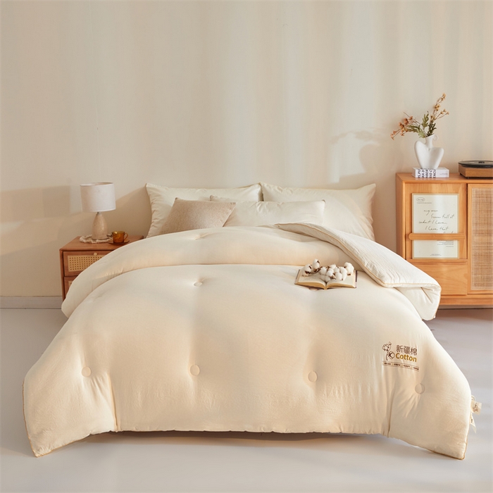 91家纺网 家纺一手货源 找家纺 南北家居 2025新款A类水洗棉100%新疆棉花被棉絮春秋被冬被被子被芯 暖白色