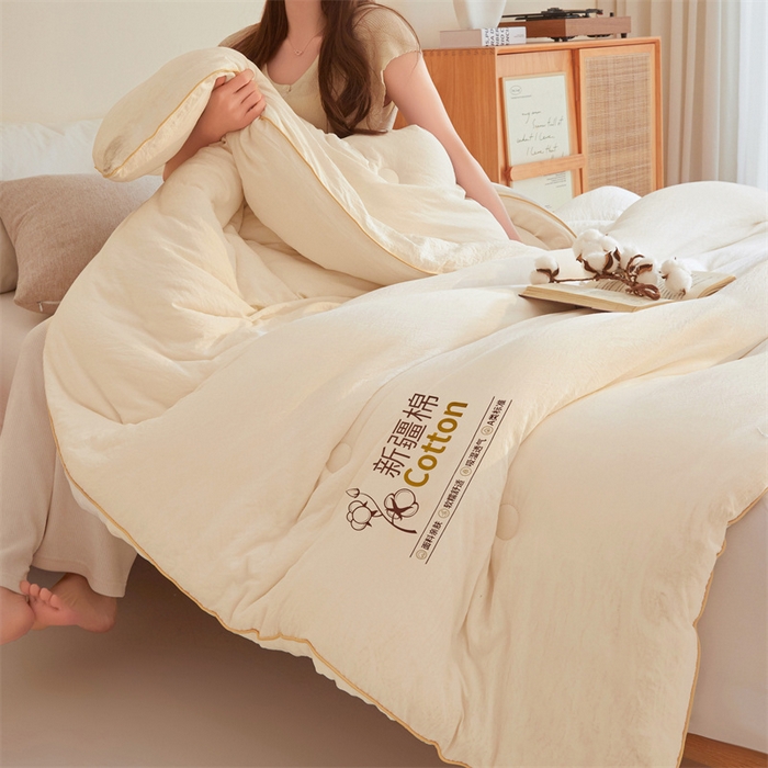 91家纺网 家纺一手货源 找家纺 南北家居 2025新款A类水洗棉100%新疆棉花被棉絮春秋被冬被被子被芯 暖白色