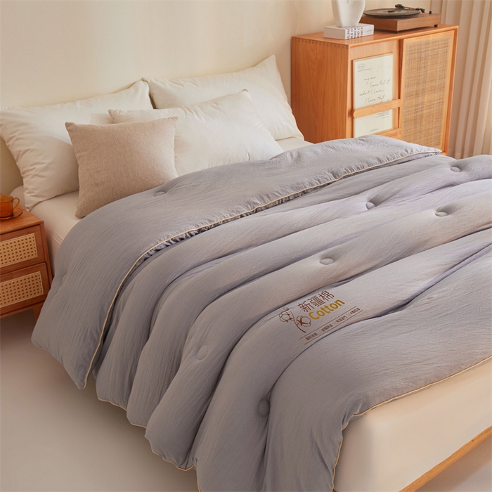 91家纺网 家纺一手货源 找家纺 南北家居 2025新款A类水洗棉100%新疆棉花被棉絮春秋被冬被被子被芯 浅灰
