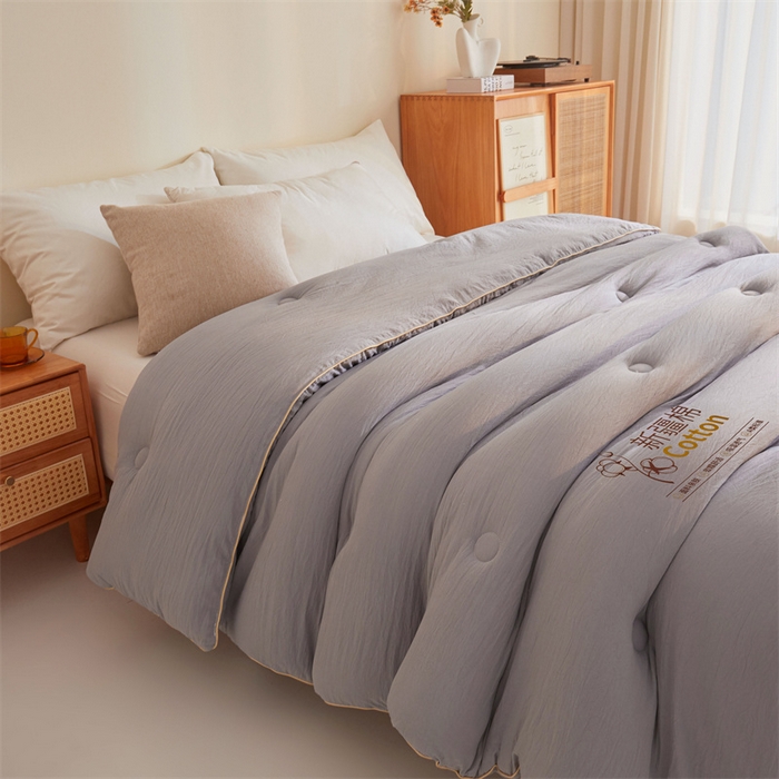 91家纺网 家纺一手货源 找家纺 南北家居 2025新款A类水洗棉100%新疆棉花被棉絮春秋被冬被被子被芯 浅灰