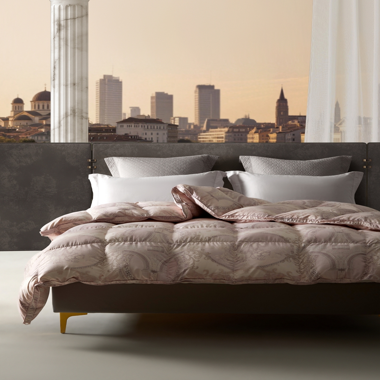 91家纺网 家纺一手货源 找家纺 织梦人羽绒工厂店 2025新款高蓬松羽绒被95鹅绒大牌同款花型 爱丁堡豆沙