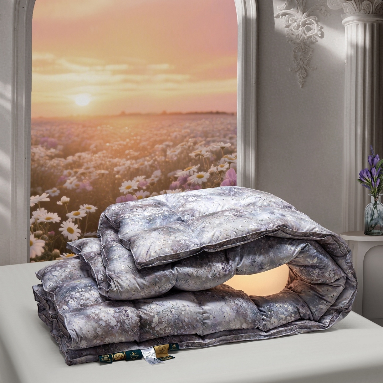 91家纺网 家纺一手货源 找家纺 织梦人羽绒工厂店 2025新款高蓬松羽绒被95鹅绒大牌同款花型 春风浅浅