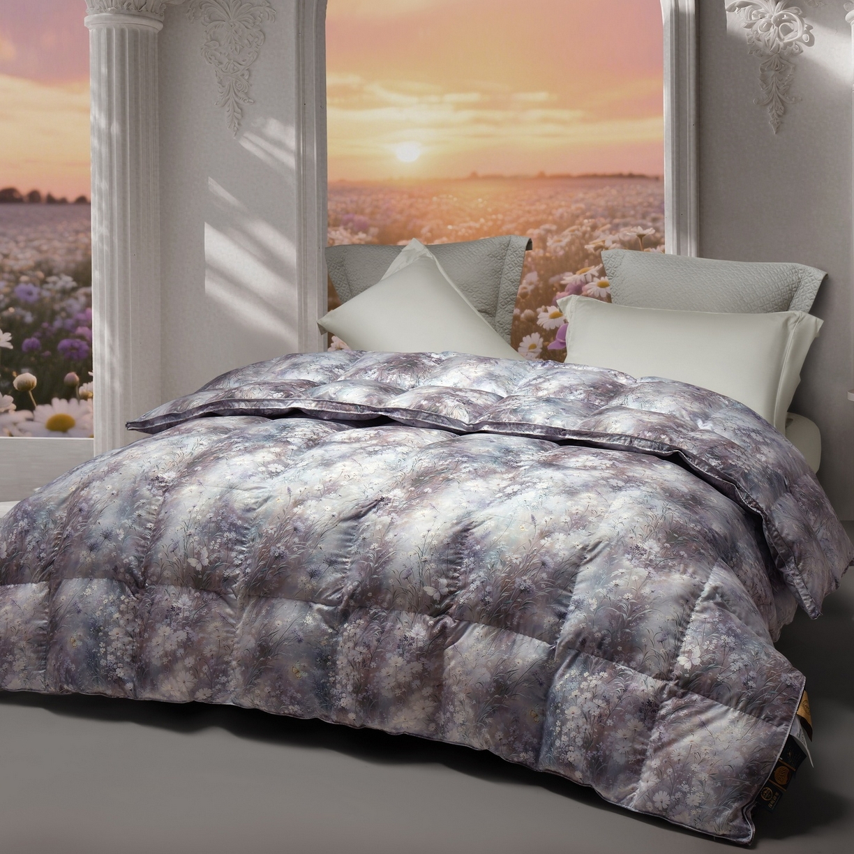 91家纺网 家纺一手货源 找家纺 织梦人羽绒工厂店 2025新款高蓬松羽绒被95鹅绒大牌同款花型 春风浅浅