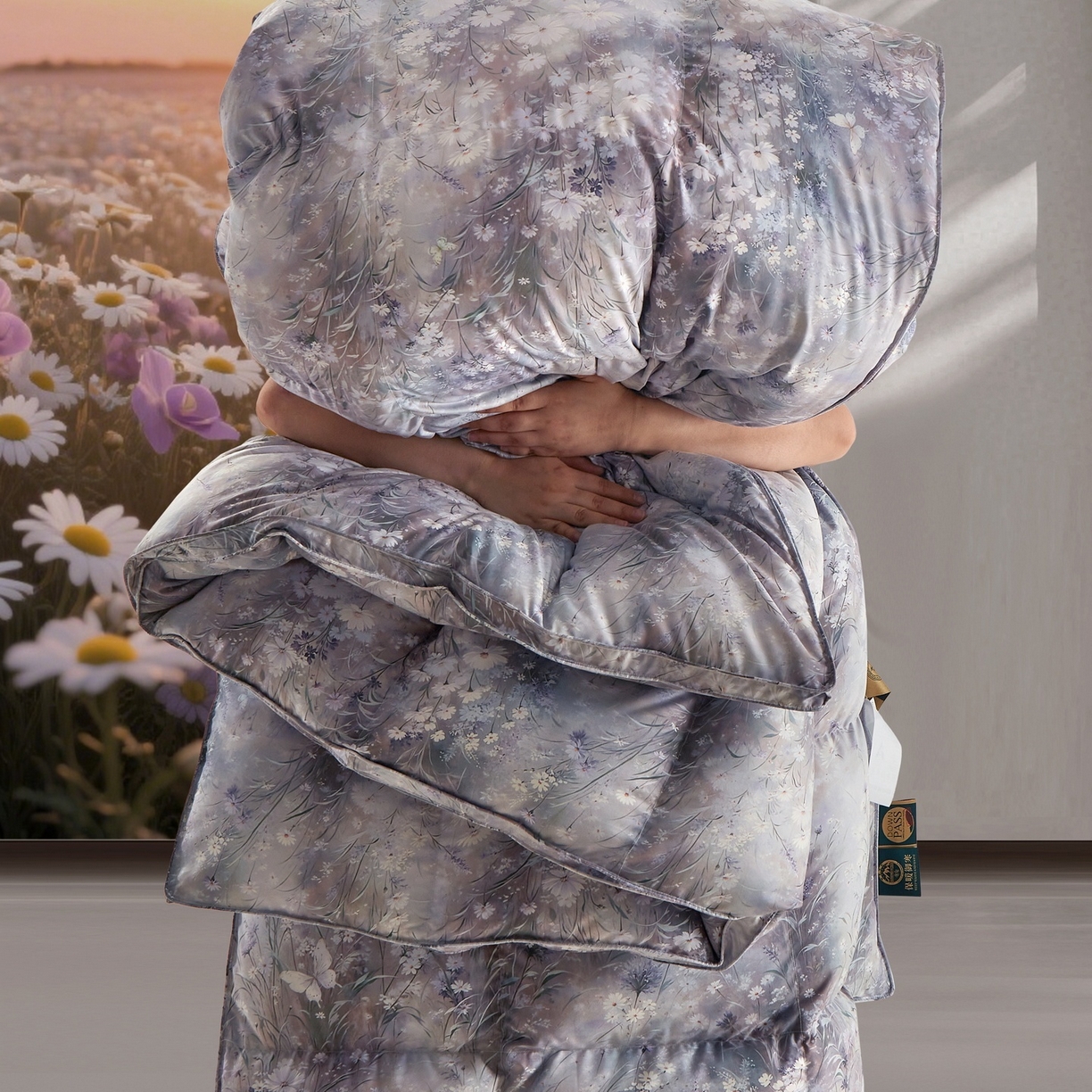 91家纺网 家纺一手货源 找家纺 织梦人羽绒工厂店 2025新款高蓬松羽绒被95鹅绒大牌同款花型 春风浅浅