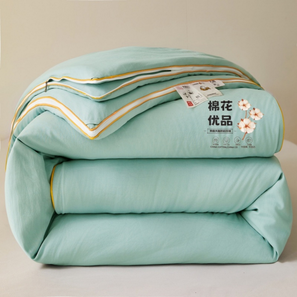 91家纺网 家纺一手货源 找家纺 仁凯2025新款A类棉花优品子母被 被子被芯冬被春秋被学生被（提供买家秀检测报告） 橄榄绿-优品