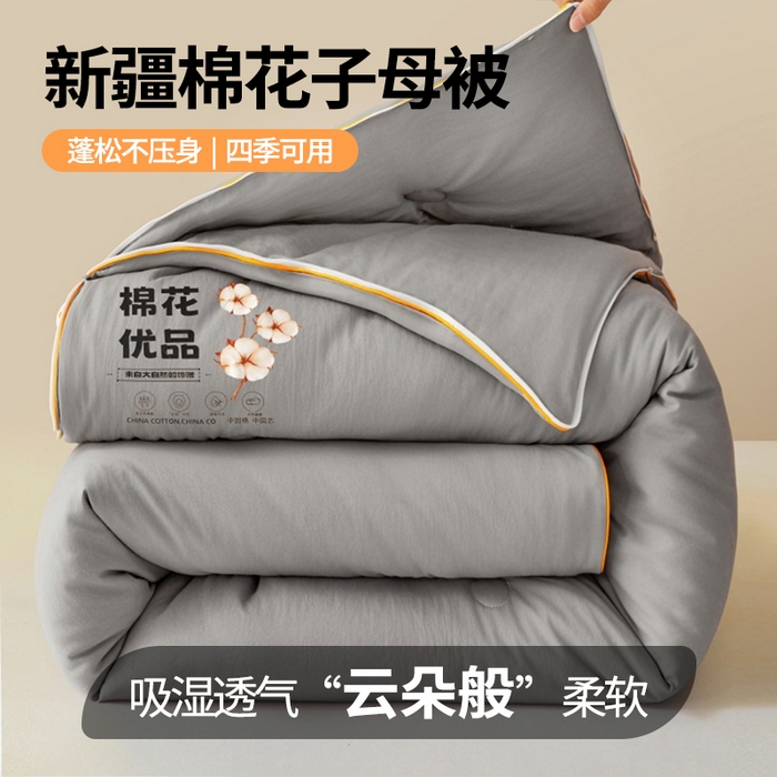91家纺网 家纺一手货源 找家纺 仁凯2025新款A类棉花优品子母被 被子被芯冬被春秋被学生被（提供买家秀检测报告） 雅士灰-优品