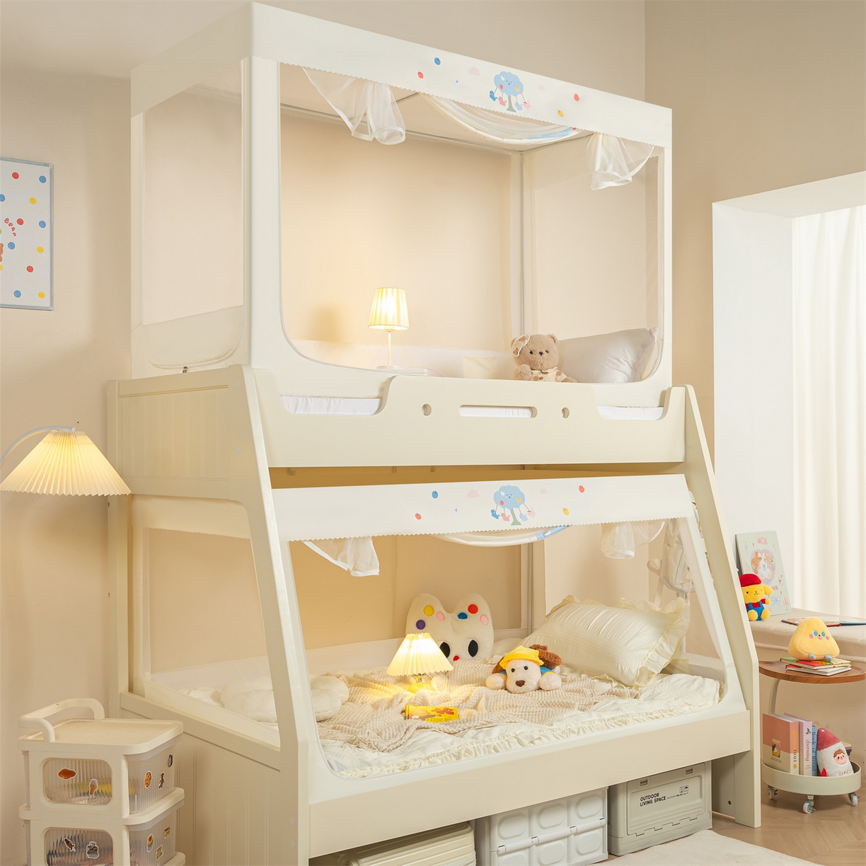 91家纺网 家纺一手货源 找家纺 新太阳蚊帐 2025新款A类子母款上下铺蚊帐 彩果秋千