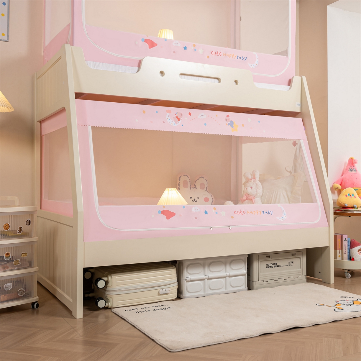 91家纺网 家纺一手货源 找家纺 新太阳蚊帐 2025新款A类子母款上下铺蚊帐 萌猪绮梦