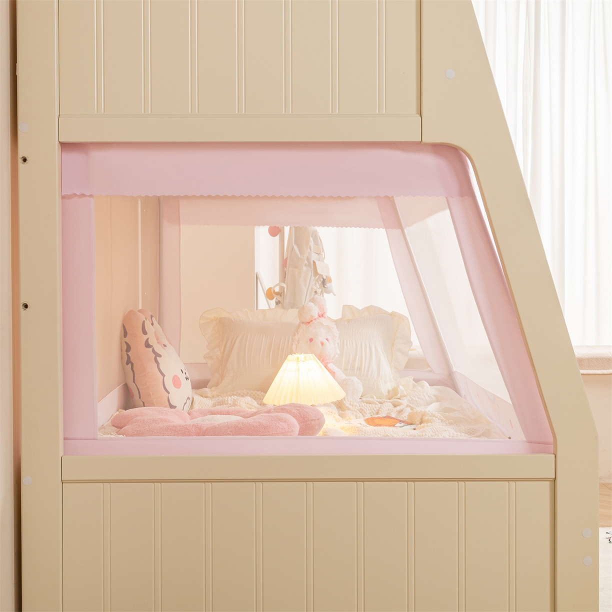 91家纺网 家纺一手货源 找家纺 新太阳蚊帐 2025新款A类子母款上下铺蚊帐 三只小兔